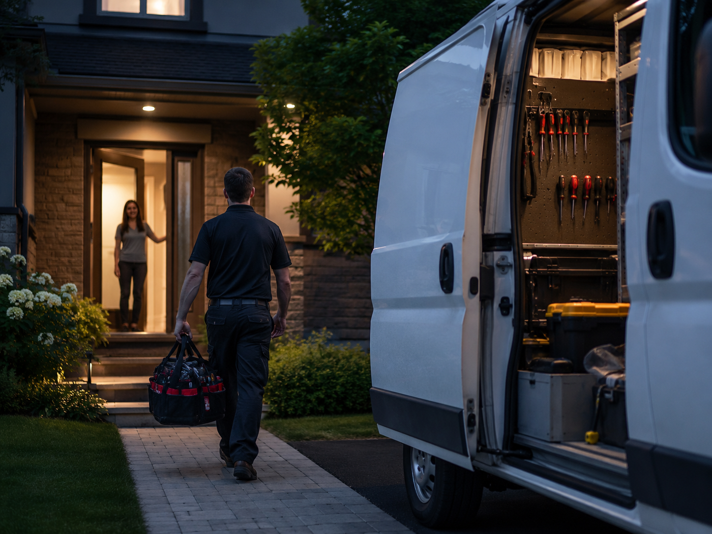 Emergency locksmith technician arriving for fast mobile lockout service in Tacoma WA. Call Pro Locksmith at 206-758-8303.